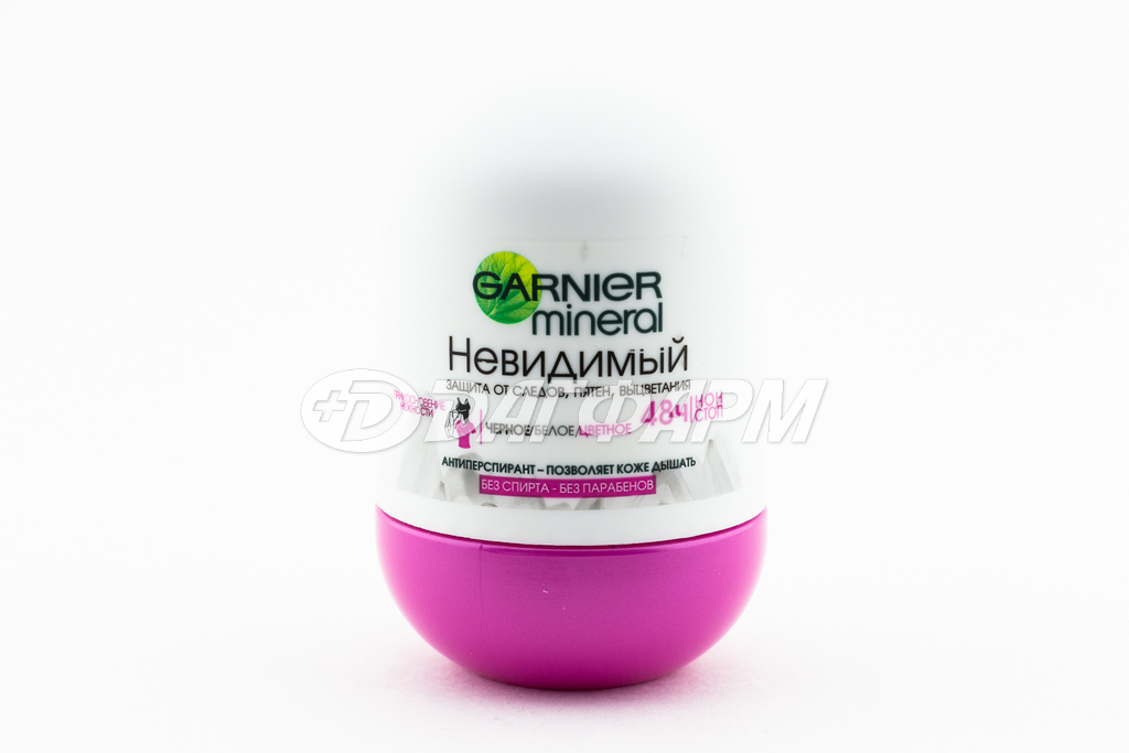 GARNIER MINERAL  дезодорант-ролик невидимый черн/бел/цвет. 50мл