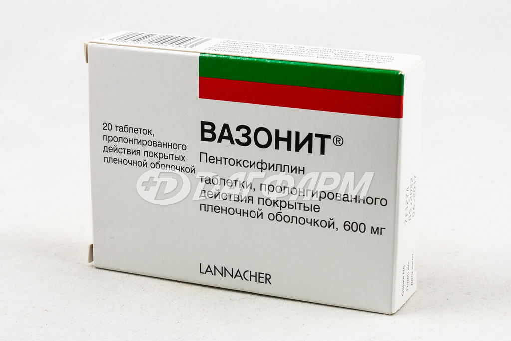 ВАЗОНИТ таблетки пролонгированного действия, покрытые пленочной оболочкой 600мг №20