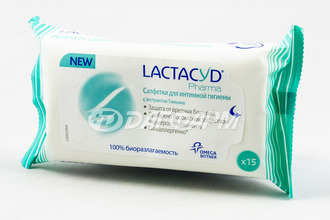 LACTACYD PHARMA  салфетки влажн. д/интим. гигиены с тимьяном №15